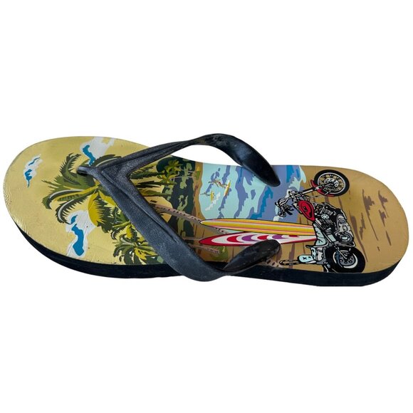 Beach Theme Flip Flops Sandals Men's Size Large (Brand Unknown) - Picture 5 of 16